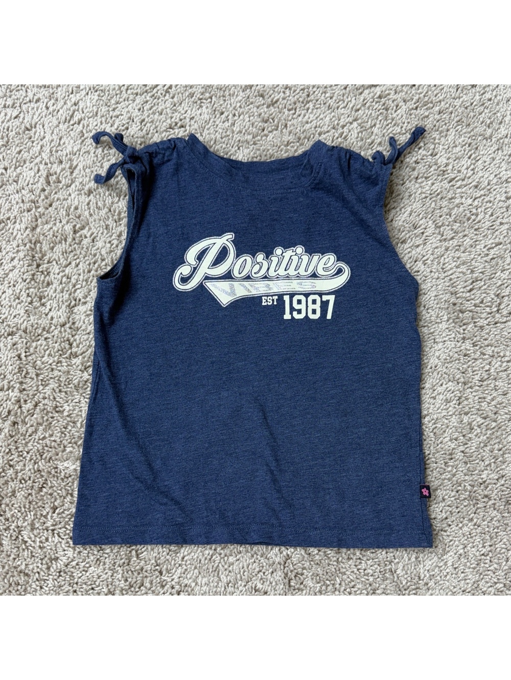 Limited Too Girls Navy Blue Sleeveless Top Size 8 Positive Vibes